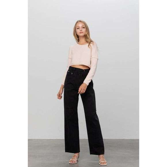 Insane Genes Crossover Criss Cross Straight Leg Black Jeans Women's Size 13/30 - Picture 9 of 9